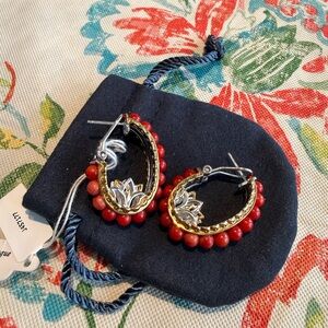Coral sterling Silver 925 hoops